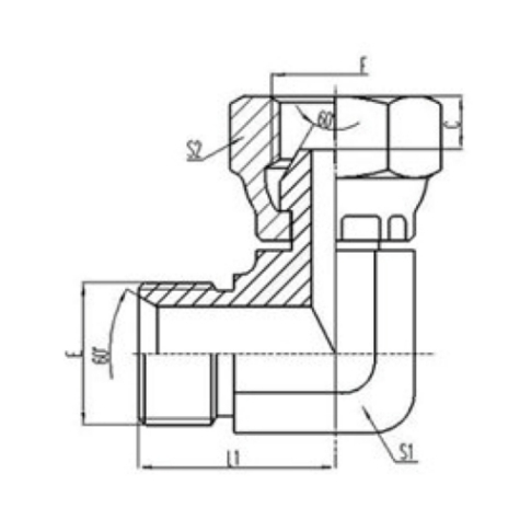90°彎英制外螺紋60°內(nèi)錐面密封或組合墊密封|英制活動(dòng)內(nèi)螺紋60°外錐面密封